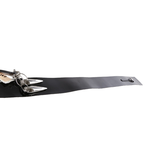 Vintage Set of 2 Black Patent Leather Wide Belts Silver Studded Chain Punk M 85 - Picture 14 of 16